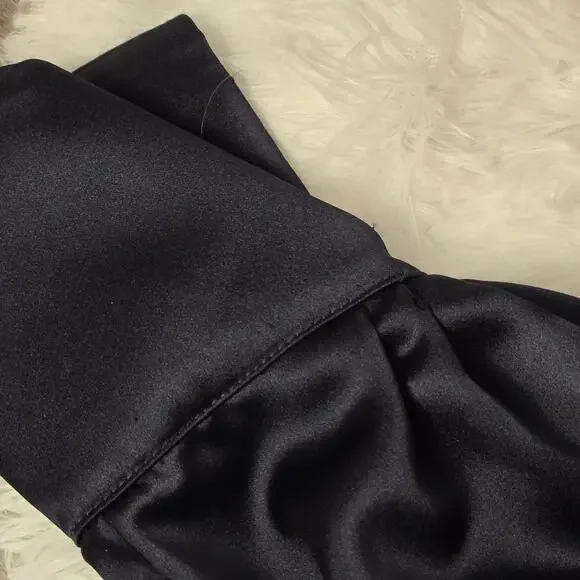 Women's Xscape Emery Satin Collar Long Sleeve Navy Dress W12 - Picture 7 of 7